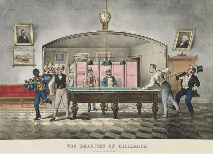Framed Print : The Beauties of Billiards, Carom on the Dark Red, 1869, by Currier & Ives Framed Print : The Beauties of Billiards, Carom on the Dark Red, 1869, by Currier & Ives