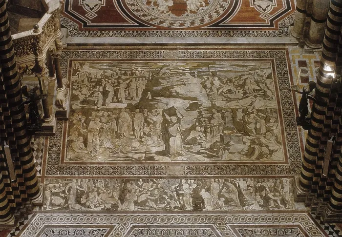 Framed Print : BECCAFUMI, Domenico (1484-1551). Moses Showing the Tables of the Law. 1517-1546. ITALY. Siena. Cathedral. Renaissance art. Cinquecento. Mosaic
