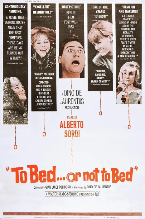 Framed Print : TO BED OR NOT TO BED, (aka IL DIAVOLO), US poster art, Alberto Sordi, (center), 1963
