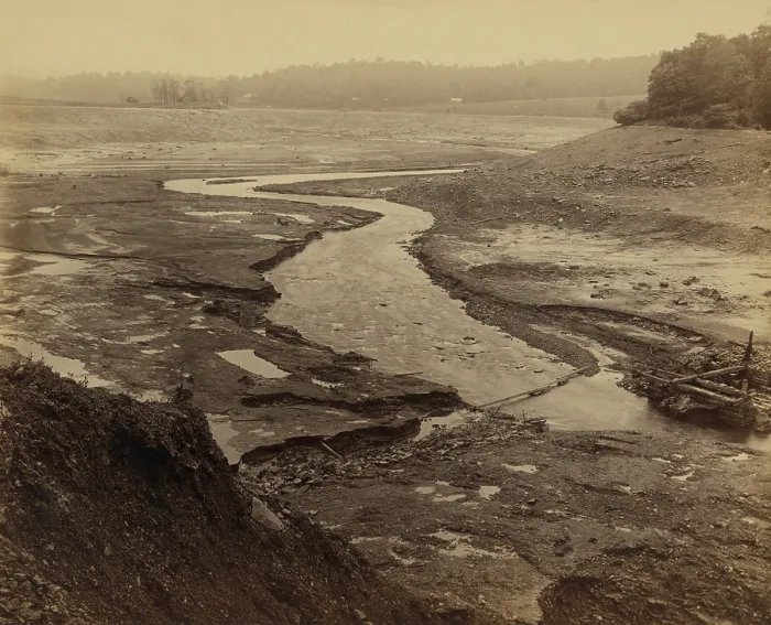 Framed Print : Bed of Lake Conemaugh, whose waters were released in the torrent of the Johnstown flood in 1889