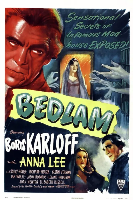 Framed Print : BEDLAM, US poster, Boris Karloff, Anna Lee, 1946 Framed Print : BEDLAM, US poster, Boris Karloff, Anna Lee, 1946
