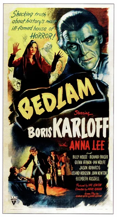 Framed Print : BEDLAM, top right: Boris Karloff, 1946