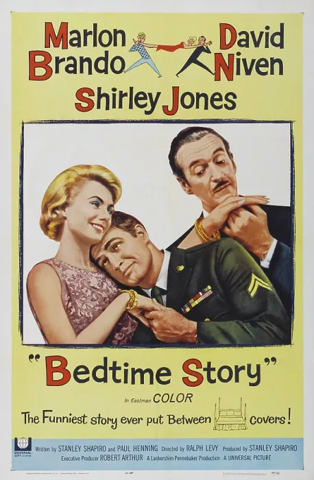 Framed Print : BEDTIME STORY, US poster, from left: Shirley Jones, Marlon Brando, David Niven, 1964
