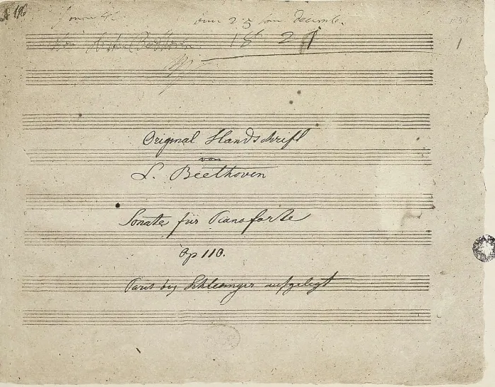 Framed Print : Beethoven, Ludwig, van. Score from the piano sonata number 31, op. 110 (1821). Original manuscript. AISA / Everett Collection**US SALES ONLY**