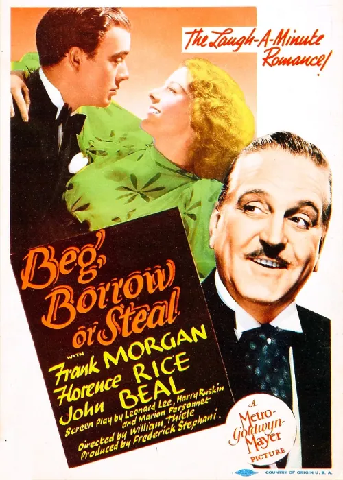 Framed Print : BEG, BORROW OR STEAL, US poster art, from left: John Beal, Florence Rice, Frank Morgan, 1937