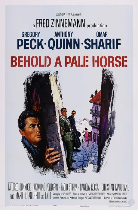 Framed Print : BEHOLD A PALE HORSE, l-r: Gregory Peck, Anthony Quinn, Omar Sharif on poster art, 1964 Framed Print : BEHOLD A PALE HORSE, l-r: Gregory Peck, Anthony Quinn, Omar Sharif on poster art, 1964