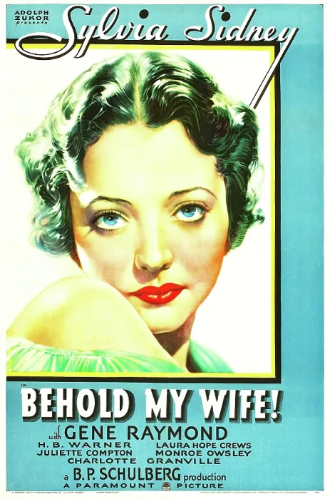 Framed Print : BEHOLD MY WIFE, Sylvia Sidney on US poster art, 1934
