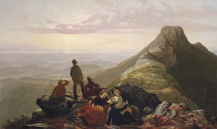 Framed Print : THE BELATED PARTY ON MANSFIELD, by Jerome B. Thompson, 1858, American painting, oil on canvas
