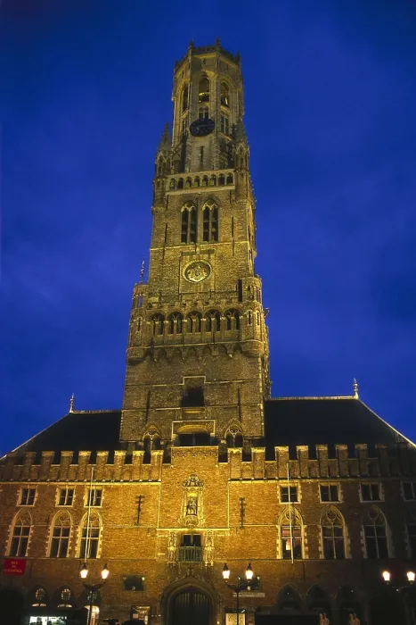 Framed Print : BELGIUM. Bruges. Grote Markt. Watchtower of 83 m. high (13th c.). It has a carillon with 47 bells. Architecture. AISA / Everett Collection**US SALES ONLY**