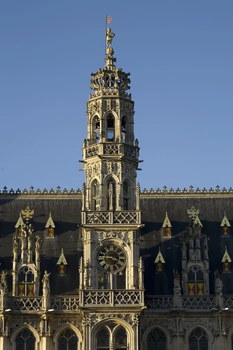 Framed Print : BELGIUM. Oudenarde. Town Hall (Stadhuis) and Bell Tower (Belfort) designed by the architect Hendrik van Pede (1526-1537). Flamboyant gothic. Architecture