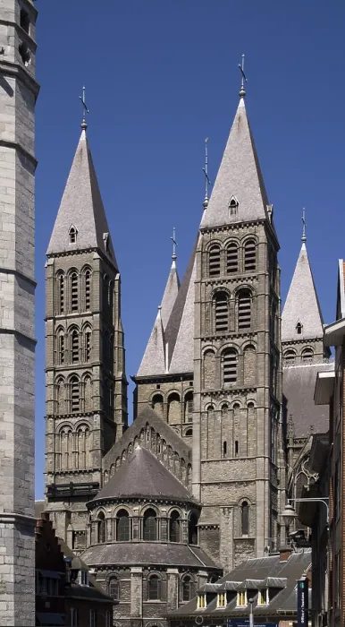 Framed Print : BELGIUM. Tournai. Cathedral of Notre-Dame. View of the apse and the south transept's towers (12th c.), a combination of Romanesque and Gothic styles. Architecture Framed Print : BELGIUM. Tournai. Cathedral of Notre-Dame. View of the apse and the south transept's towers (12th c.), a combination of Romanesque and Gothic styles. Architecture