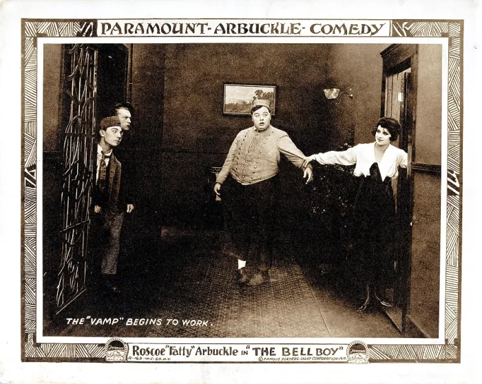Framed Print : THE BELL BOY, Buster Keaton, Al St. John, Roscoe Fatty Arbuckle, Alice Lake, 1918