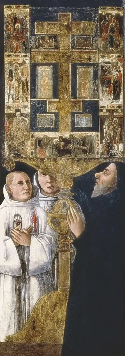 Framed Print : BELLINI, Gentile (1429-1507). Cardinal Bessarion and Two Members of the Scuola della Carit in prayer with the Bessarion Reliquary. 1472-1473 Framed Print : BELLINI, Gentile (1429-1507). Cardinal Bessarion and Two Members of the Scuola della Carit in prayer with the Bessarion Reliquary. 1472-1473