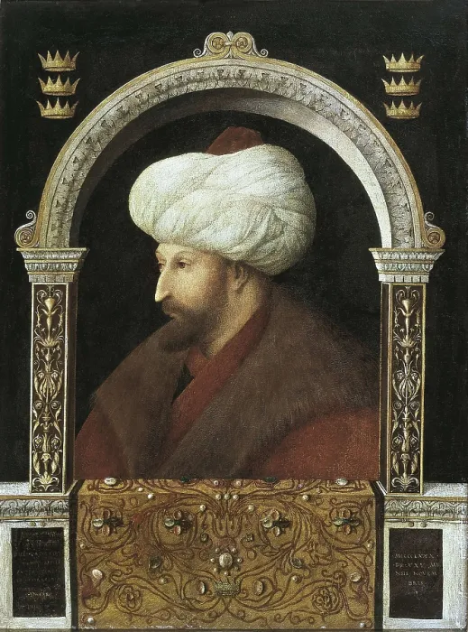Framed Print : BELLINI, Gentile (1429-1507). The Sultan Mehmet II. 1480. Work attributed. Renaissance art. Quattrocento. Painting. UNITED KINGDOM. London. National Gallery Framed Print : BELLINI, Gentile (1429-1507). The Sultan Mehmet II. 1480. Work attributed. Renaissance art. Quattrocento. Painting. UNITED KINGDOM. London. National Gallery
