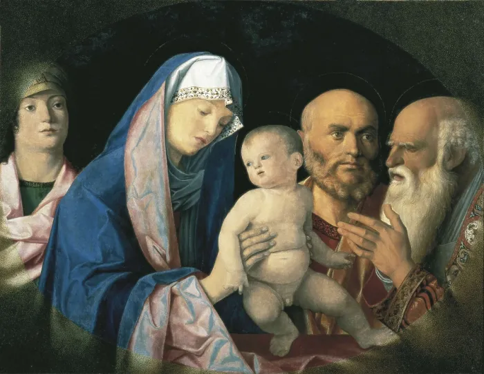 Framed Print : BELLINI, Giovanni (1430-1516). The Presentation of Jesus in the Temple. 1490s. Oval panel. Renaissance art. Quattrocento. Venetian school. Oil on canvas. AUSTRIA. Vienna Framed Print : BELLINI, Giovanni (1430-1516). The Presentation of Jesus in the Temple. 1490s. Oval panel. Renaissance art. Quattrocento. Venetian school. Oil on canvas. AUSTRIA. Vienna