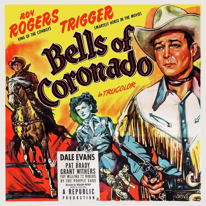 Framed Print : BELLS OF CORONADO, US poster art, left and right: Roy Rogers; center: Dale Evans, 1950 Framed Print : BELLS OF CORONADO, US poster art, left and right: Roy Rogers; center: Dale Evans, 1950