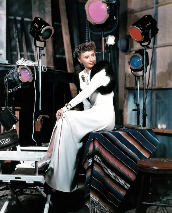 Framed Print : YOU BELONG TO ME, Barbara Stanwyck, on-set, in a gown by Edith Head, 1941