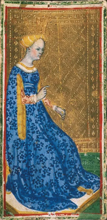 Framed Print : BEMBO, Bonifacio (1420-1482). Tarot Card: The Queen of Swords. 1444-1477. Renaissance art. Quattrocento. Painting. ITALY. Milan. Pinacotheca of Brera