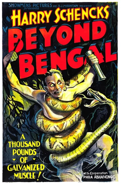 Framed Print : BEYOND BENGAL, man and python, 1934