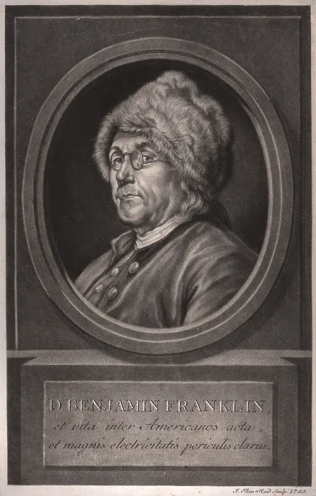 Framed Print : Benjamin Franklin, et vita inter Americanos acta et magnis electricitatis periculis clarus, Benjamin Franklin, head and shoulders portrait, fcaing left Framed Print : Benjamin Franklin, et vita inter Americanos acta et magnis electricitatis periculis clarus, Benjamin Franklin, head and shoulders portrait, fcaing left