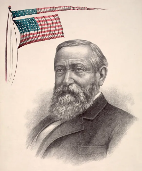 Framed Print : Benjamin Harrison, Republican candidate for president, campaign handbill, lithograph, 1888 Framed Print : Benjamin Harrison, Republican candidate for president, campaign handbill, lithograph, 1888