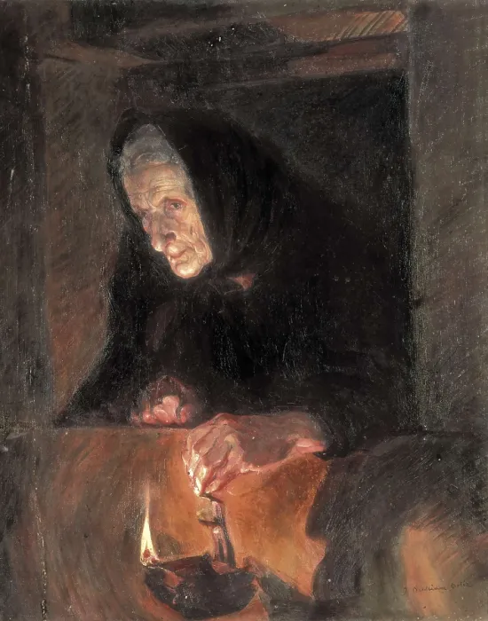 Framed Print : BENLLIURE ORTIZ, Jos (1884-1916). The Oil Lamp Old Woman. Oil on canvas. SPAIN. Valencia. San Pio V Fine Arts Museum. AISA / Everett Collection**US SALES ONLY**