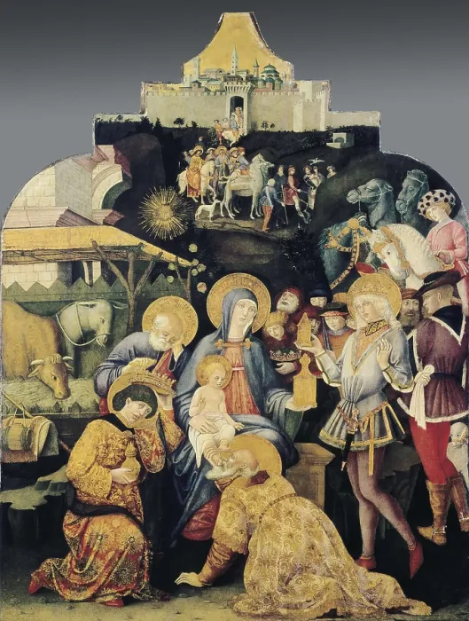Framed Print : BENVENUTO DI GIOVANNI (1436-1518). The Adoration of the Magi. ca. 1470. Renaissance art. Quattrocento. Oil on wood. UNITED STATES OF AMERICA. Washington. National Gallery of Art