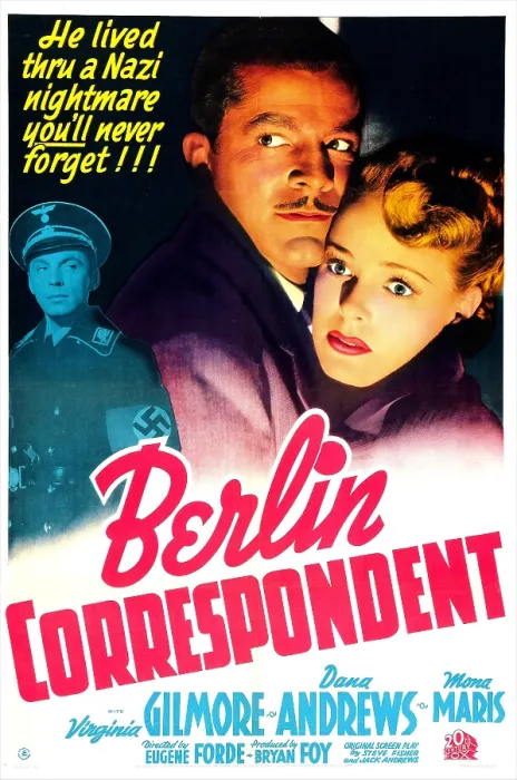 Framed Print : BERLIN CORRESPONDENT, US poster, from left: Martin Kosleck, Dana Andrews, Virginia Gilmore, 1942. 20th Century Fox, TM & Copyright / courtesy Everett Collection
