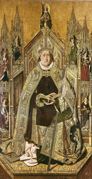 Framed Print : BERMEJO, Bartolom (1420-1498). Saint Dominic Enthroned as Abbot. 1477. Gothic art. Oil on wood. SPAIN. Madrid. Prado Museum. AISA / Everett Collection**US SALES ONLY**