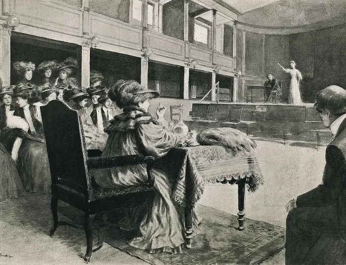 Framed Print : BERNHARDT, Henriette Rosine, also called (1844-1923). Sarah Bernhardt in class at the Conservatory of Paris, 'La Nuit de Mai'. Illustration by L