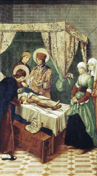 Framed Print : BERRUGUETE, Pedro (1450-1504). The Miracle of Saint Cosmas and Saint Damian. end. 15th c. Castilian school. Renaissance art. Oil on wood. SPAIN. Covarrubias