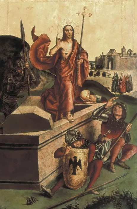 Framed Print : BERRUGUETE, Pedro (1450-1504). Resurrection of Christ. end 15th c. Castilian school. Renaissance art. Oil on wood. SPAIN. Sevilla. Fine Arts Museum Framed Print : BERRUGUETE, Pedro (1450-1504). Resurrection of Christ. end 15th c. Castilian school. Renaissance art. Oil on wood. SPAIN. Sevilla. Fine Arts Museum