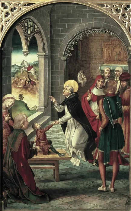 Framed Print : BERRUGUETE, Pedro (1450-1504). Saint Dominic resurrects a young boy. ca. 1495. Renaissance art. Oil on wood. SPAIN. Madrid. Prado Museum Framed Print : BERRUGUETE, Pedro (1450-1504). Saint Dominic resurrects a young boy. ca. 1495. Renaissance art. Oil on wood. SPAIN. Madrid. Prado Museum
