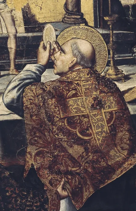 Framed Print : BERRUGUETEPedro (1450-1504). Mass of Saint Gregory. Detail. Renaissance art. Oil on wood. SPAIN. Burgos. Provincial Archaeological Museum Framed Print : BERRUGUETEPedro (1450-1504). Mass of Saint Gregory. Detail. Renaissance art. Oil on wood. SPAIN. Burgos. Provincial Archaeological Museum