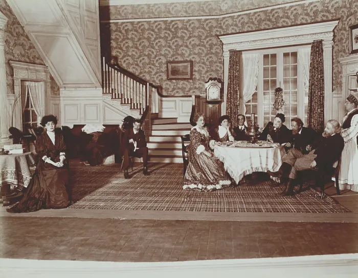 Framed Print : Bertha Kalich as Miriam Friedlander (far left) as others of her family sit across the room Framed Print : Bertha Kalich as Miriam Friedlander (far left) as others of her family sit across the room