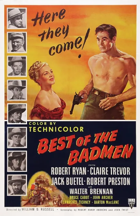Framed Print : BEST OF THE BADMEN, US poster art, from left: Claire Trevor, Robert Ryan, 1951