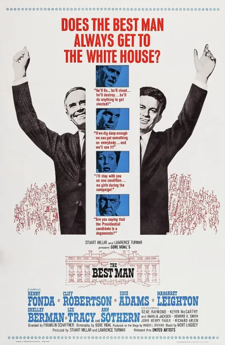 Framed Print : THE BEST MAN, US poster art, from left: Henry Fonda, Cliff Robertson; blue inserts from top: Henry Fonda, Cliff Robertson, Margaret Leighton, Lee Tracy, 1964