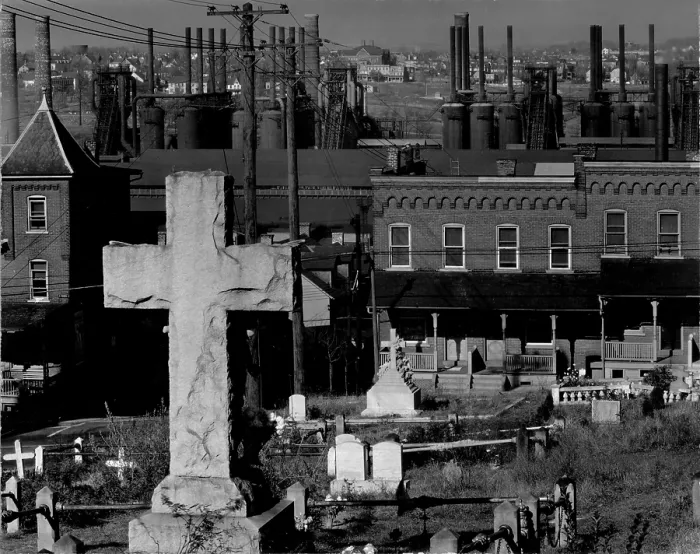 Framed Print : Bethlehem graveyard and steel mill, Pennsylvania, photograph by Walker Evans, November, 1935 Framed Print : Bethlehem graveyard and steel mill, Pennsylvania, photograph by Walker Evans, November, 1935