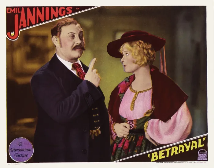 Framed Print : BETRAYAL, l-r: Emil Jannings, Esther Ralston on lobbycard, 1929