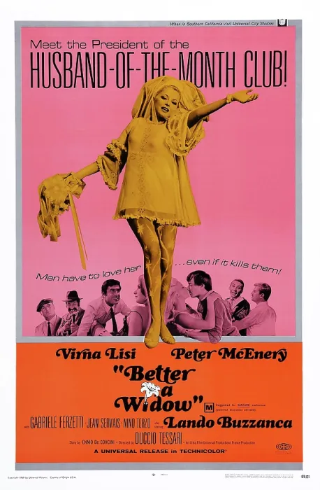 Framed Print : BETTER A WIDOW, (aka MEGLIO VEDOVA), US poster art, center: Virna Lisi; third right: Peter McEnery, 1968
