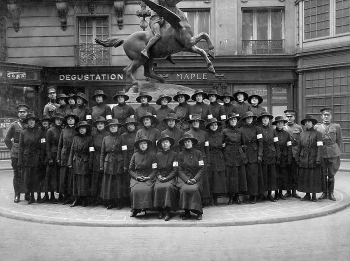 Framed Print : Bi-lingual American women with the U.S. Army in France during World War I. They translated French-English telephone communications. March 1918