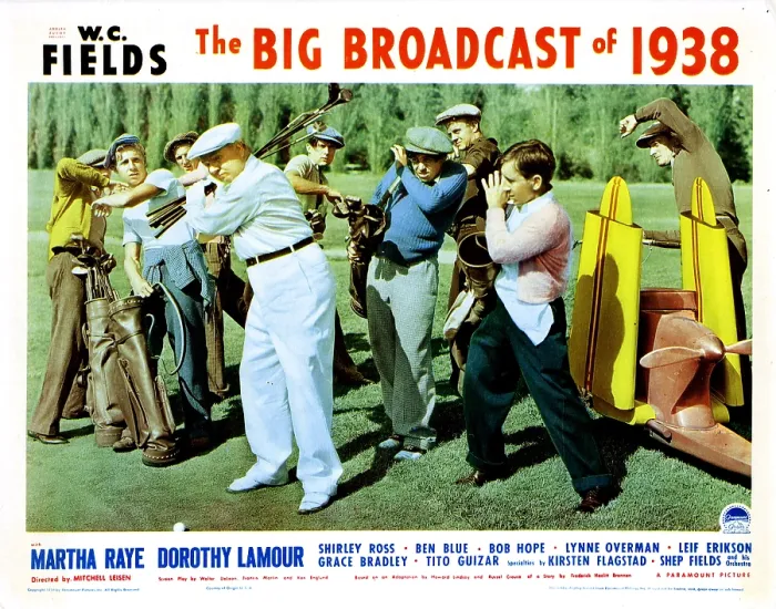 Framed Print : THE BIG BROADCAST OF 1938, W.C. Fields, (swinging clubs), caddies include Don Marion, Rex Moore, Bernard Punsly, 1938
