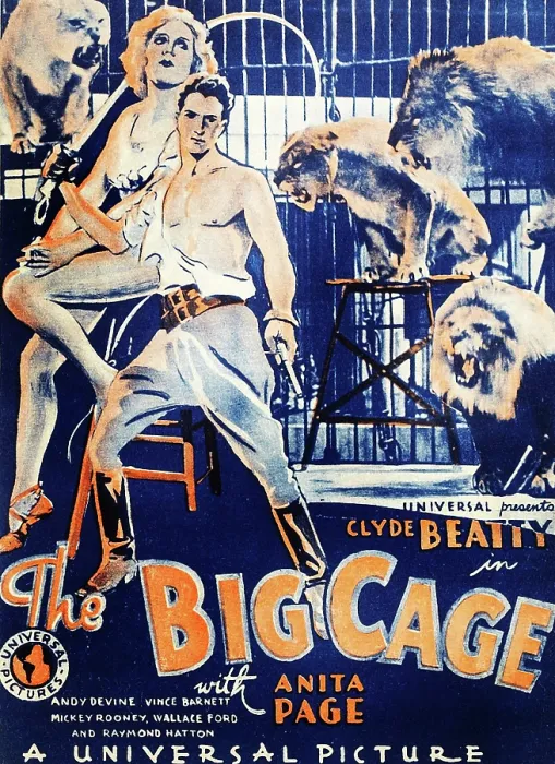 Framed Print : THE BIG CAGE, from left on US poster art: Anita Page, Clyde Beatty, 1933