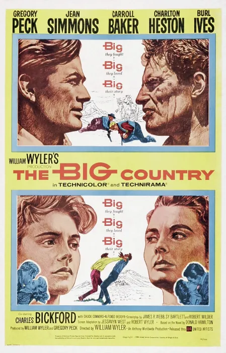 Framed Print : THE BIG COUNTRY, US poster art, top from left: Gregory Peck, Charlton Heston, bottom from left: Carroll Baker, Jean Simmons, 1958