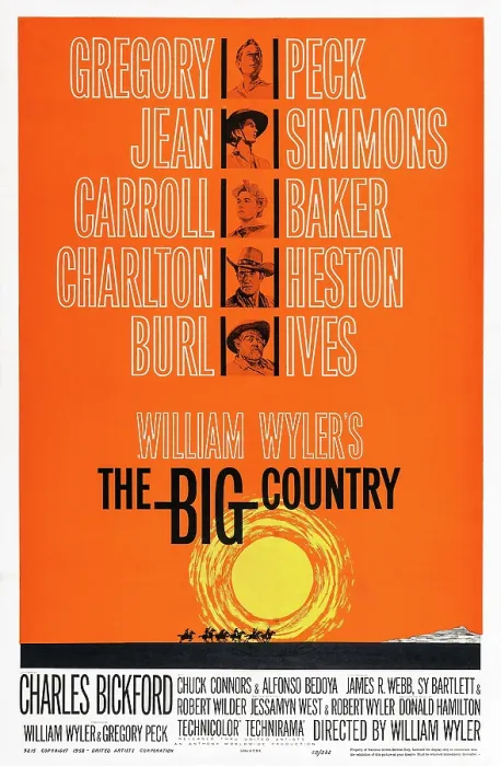 Framed Print : THE BIG COUNTRY, US poster art, from top: Gregory Peck, Jean Simmons, Carroll Baker, Charlton Heston, Burl Ives, 1958