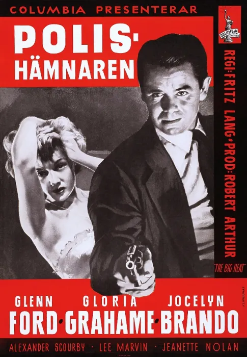 Framed Print : THE BIG HEAT, (aka POLIS HAMNAREN), Swedish poster, from left: Gloria Grahame, Glenn Ford, 1953