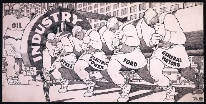 Framed Print : My big powerful boys! Cartoon shows a tiny Uncle Sam admiring his industrial might