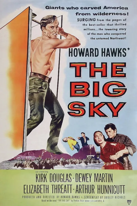 Framed Print : THE BIG SKY, US poster art, left: Kirk Douglas; bottom right: Elizabeth Threatt, Dewey Martin, 1952