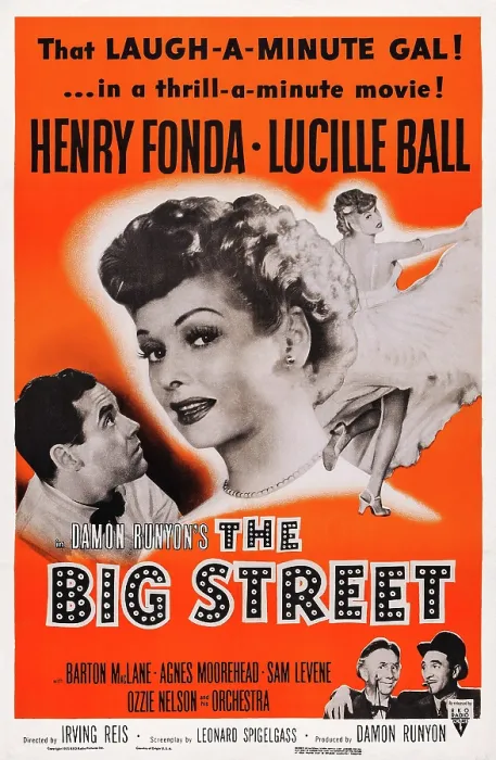 Framed Print : THE BIG STREET, US 1955 re-release poster art, top from left: Henry Fonda, Lucille Ball; bottom right: Ray Collins, Sam Levine, 1942