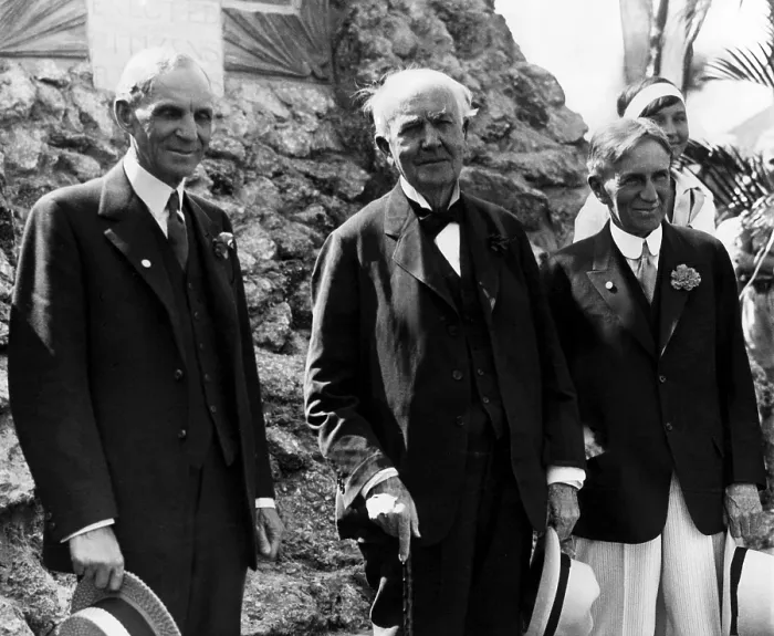 Framed Print : The Big Three: Henry Ford, Thomas Edison, and Harvey Firestone in Fort Meyers, Florida. ca.1930. Courtesy CSU Archives / Everett Collection